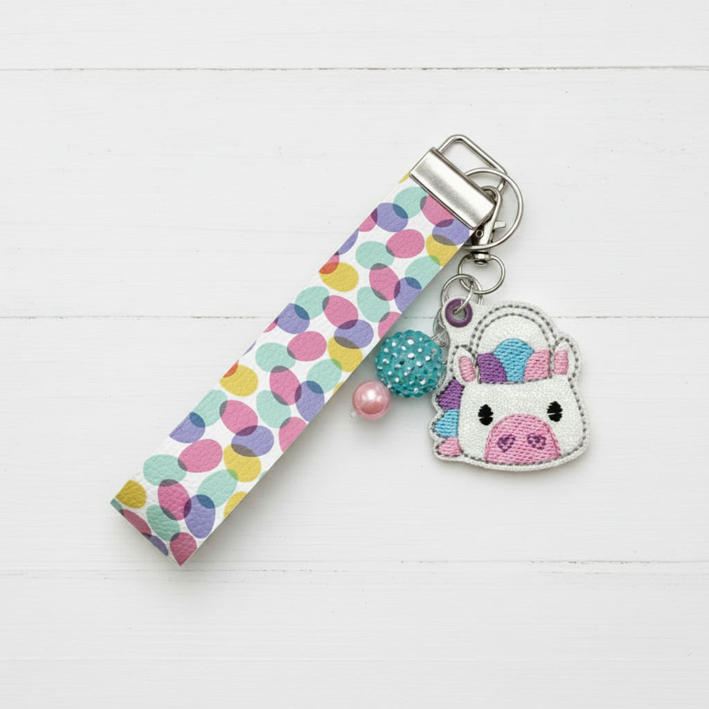 Unicorn Easter Basket Keychain and Wristlet