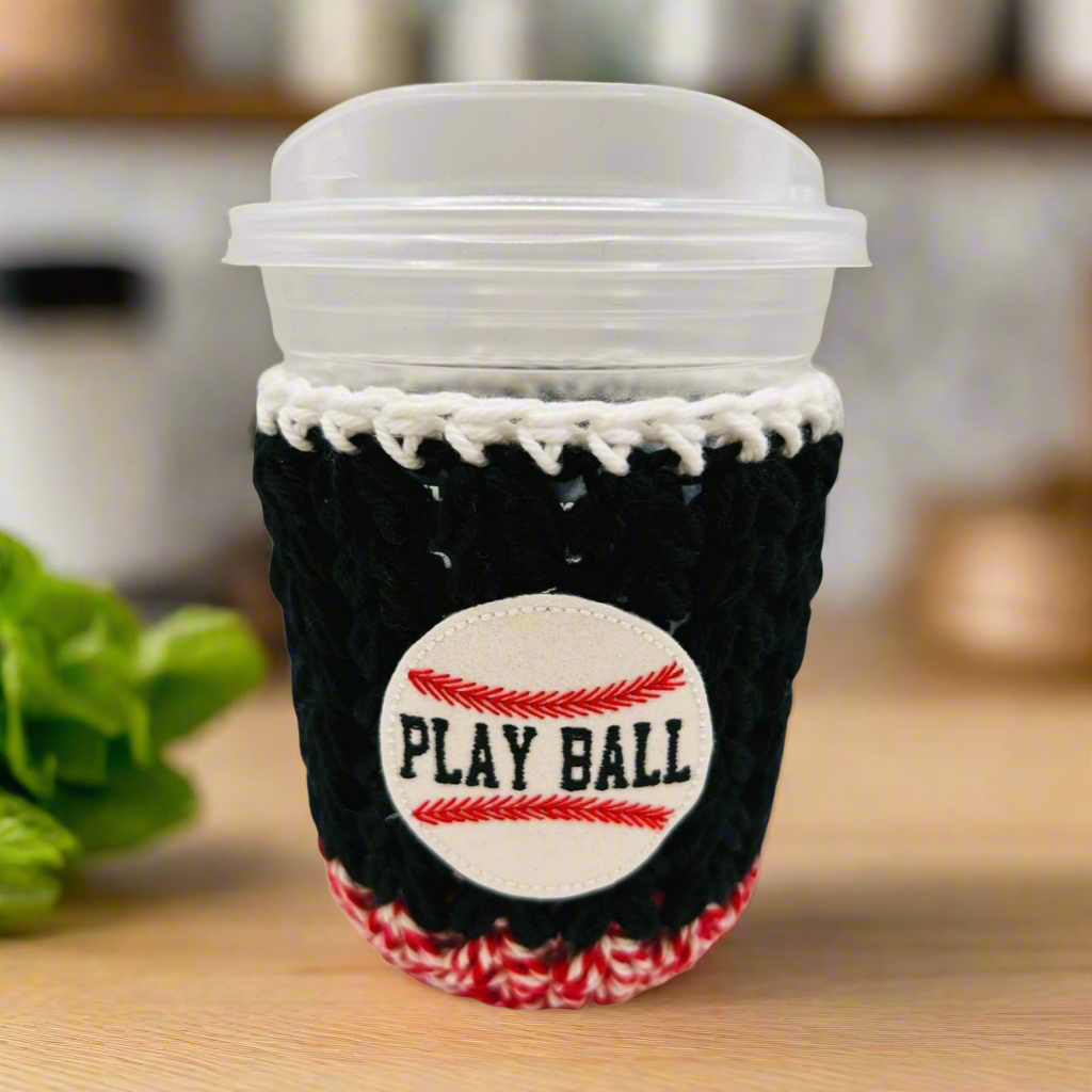 Play Ball Baseball cozy, handmade drink sleeve