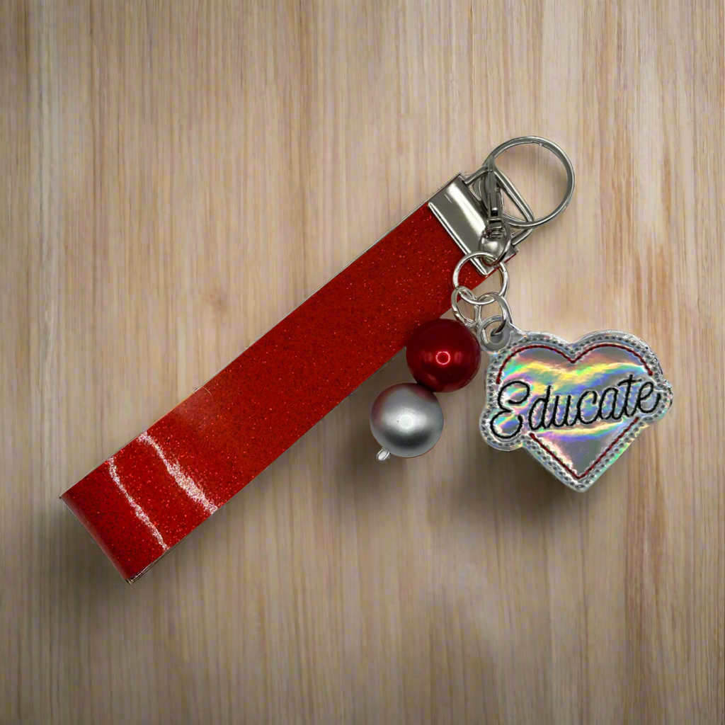 Educate Heart Keychain and Wristlet