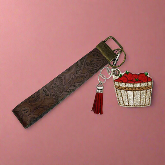 Red Apple Basket Keychain and Wristlet