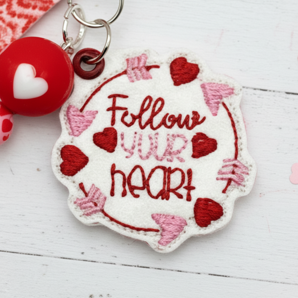 Follow Your Heart Heart Keychain and Wristlet, handmade keychain wristlet - view 2