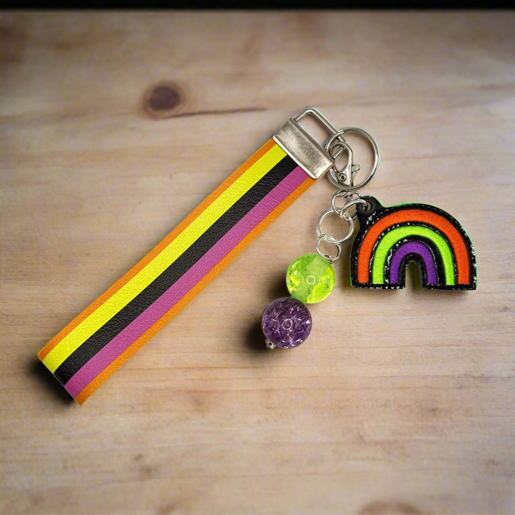 Halloween Rainbow Keychain and wristlet