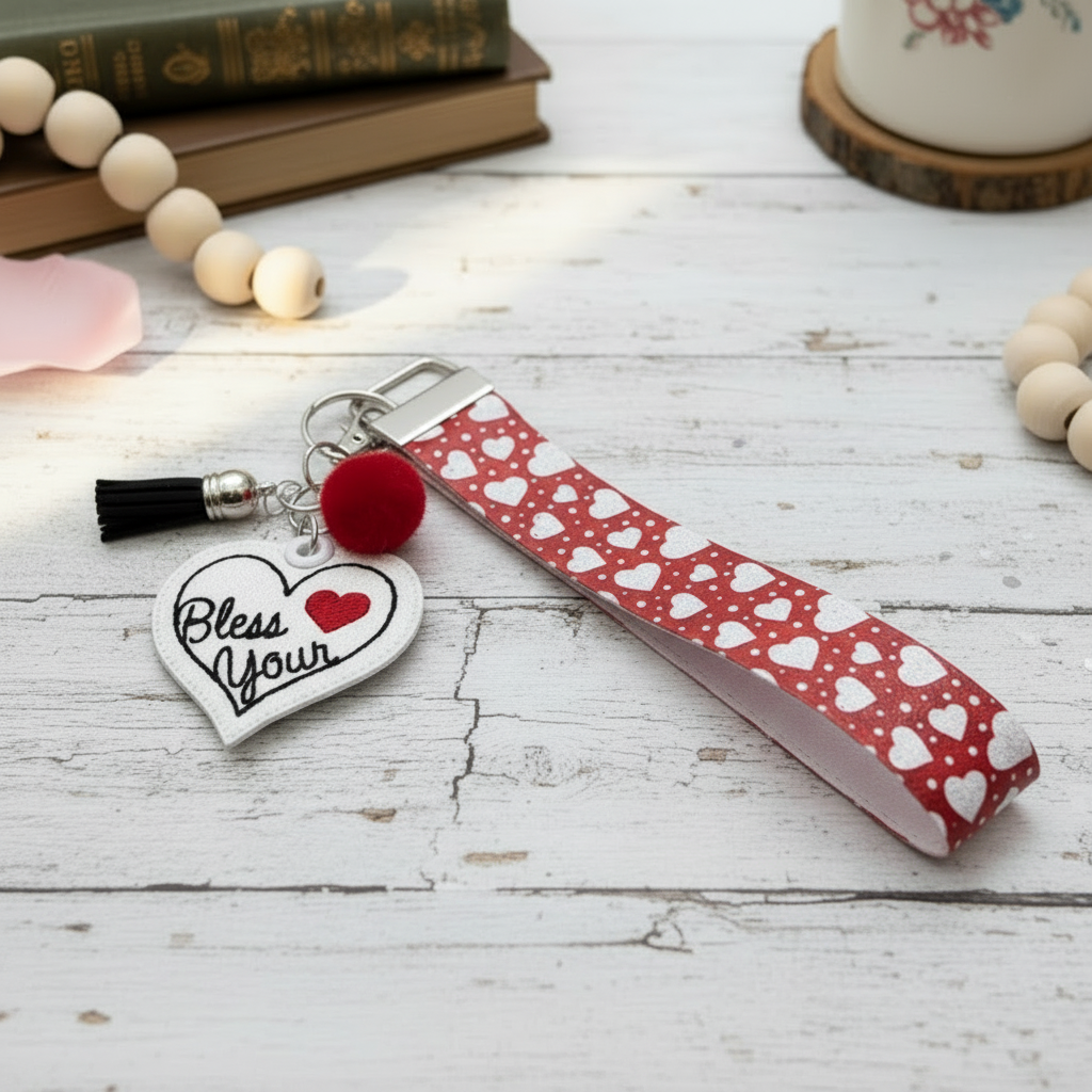 Bless Your Heart Keychain and Wristlet, handmade keychain wristlet - view 2
