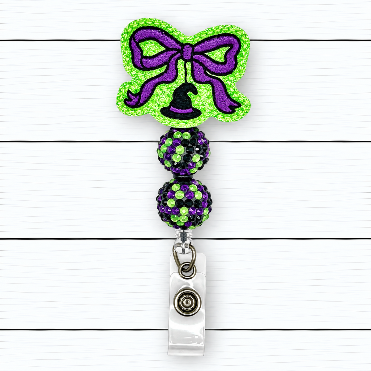 Bow with Witch Hat Halloween Badge Reel