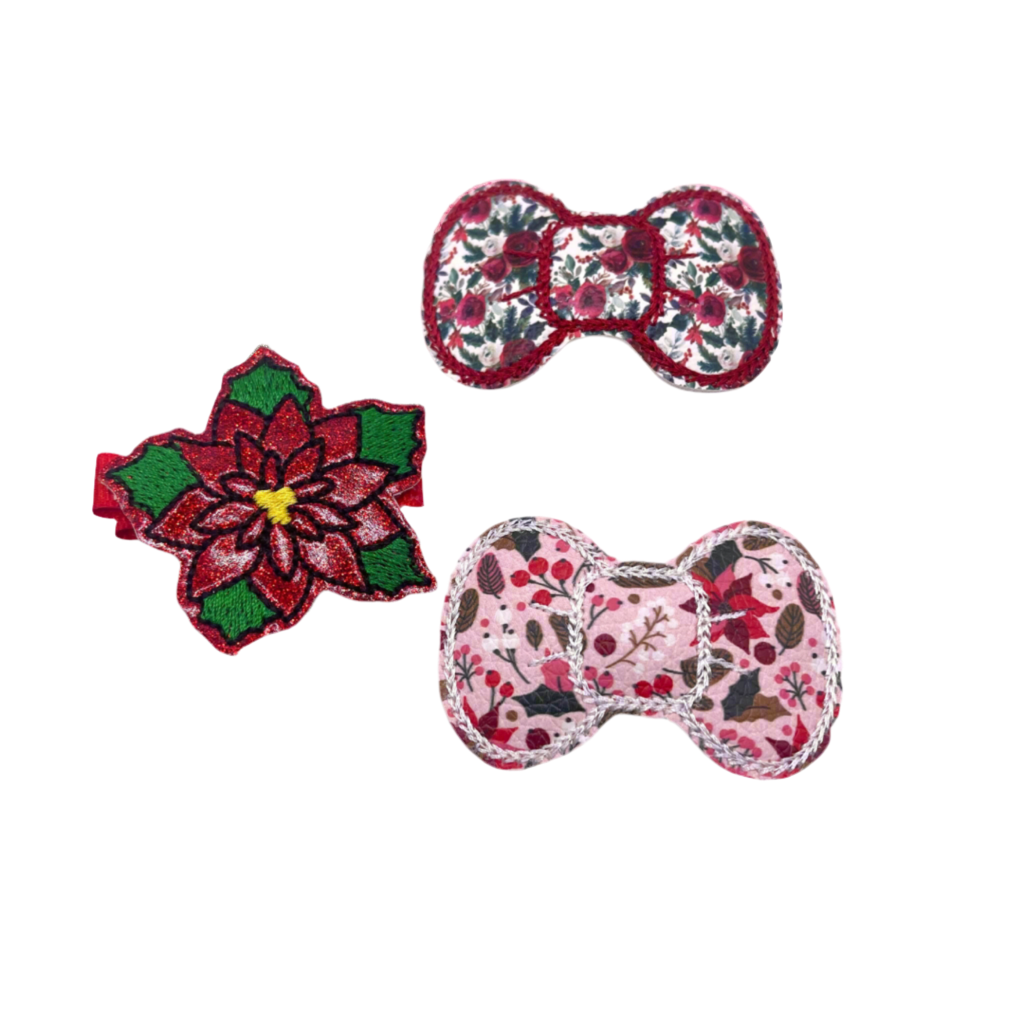 Flower Hair Bow Clip Set