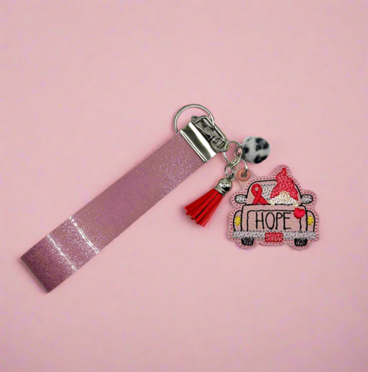 Pink Gnome Hope Truck Keychain and Wristlet