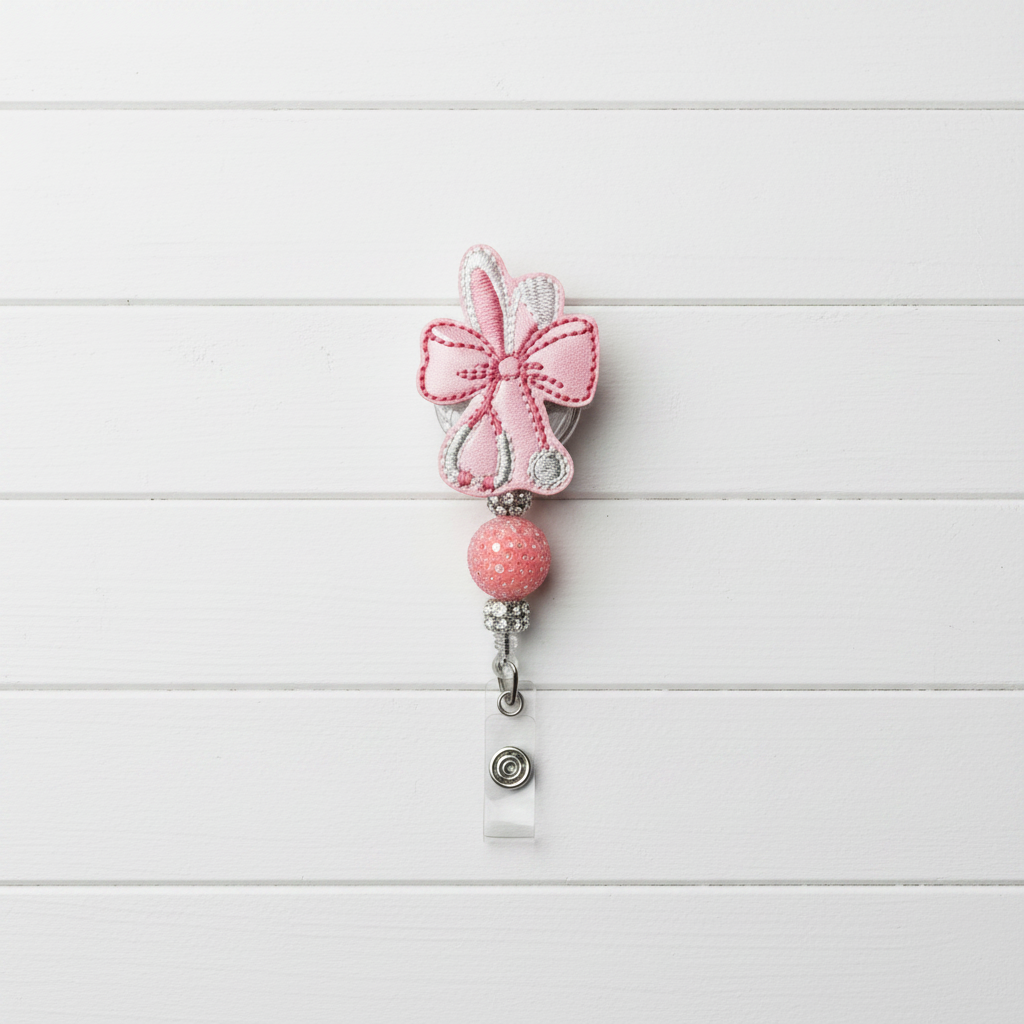 Bunny Bow Stethoscope Badge Reel