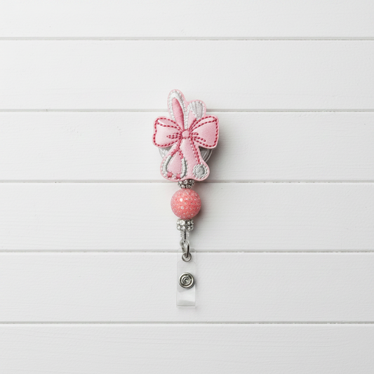 Bunny Bow Stethoscope Badge Reel