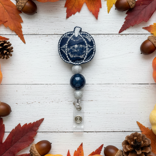 Leopard Pumpkin Beaded Badge Reel
