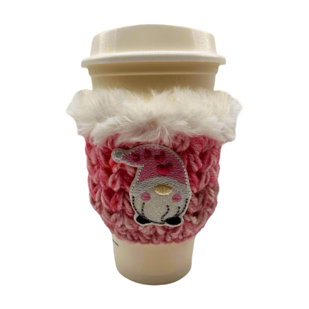 Pink Love Gnome Coffee Cozy