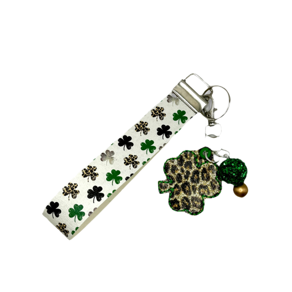 Leopard Shamrock Keychain and Wristlet