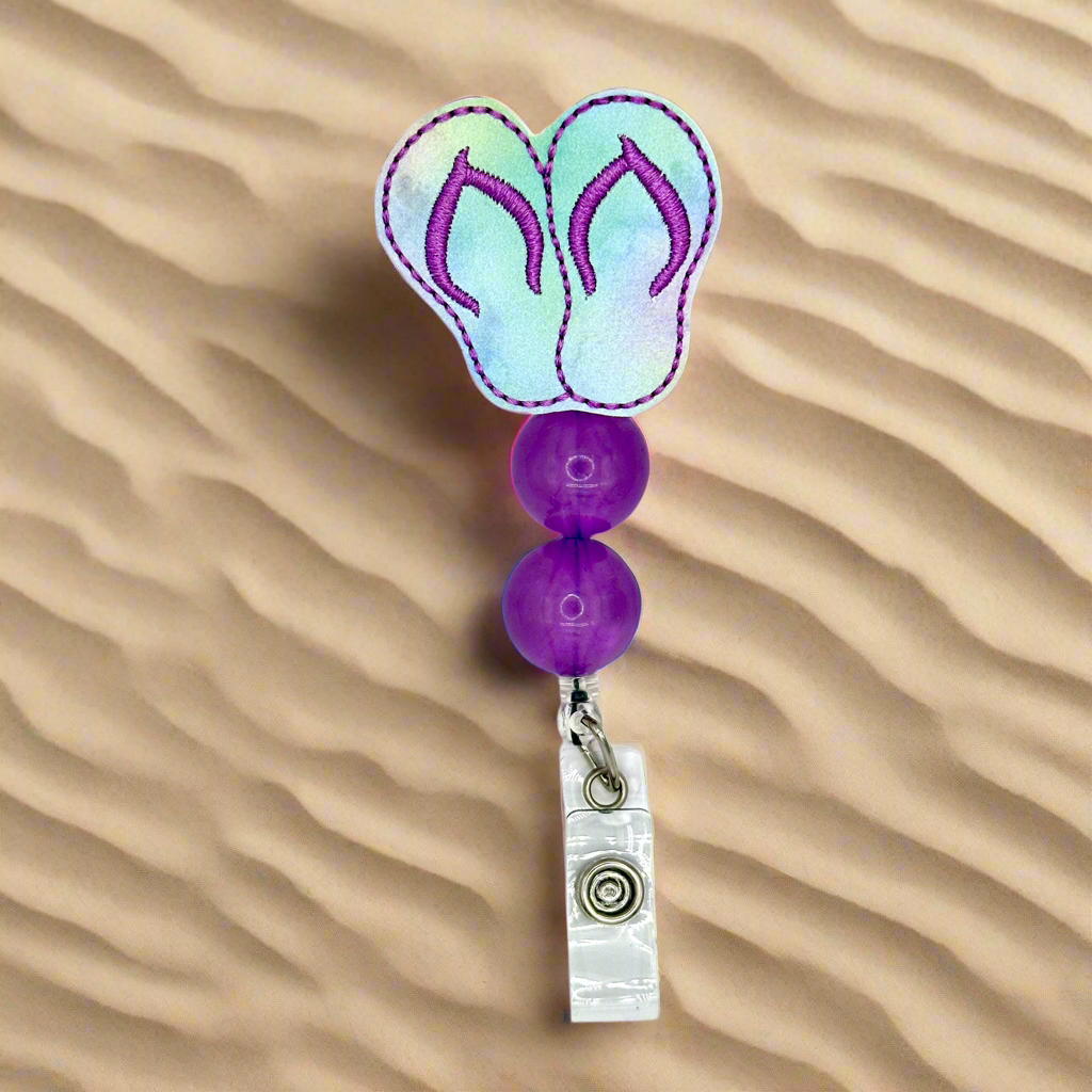 Purple Flip Flop Badge Reel