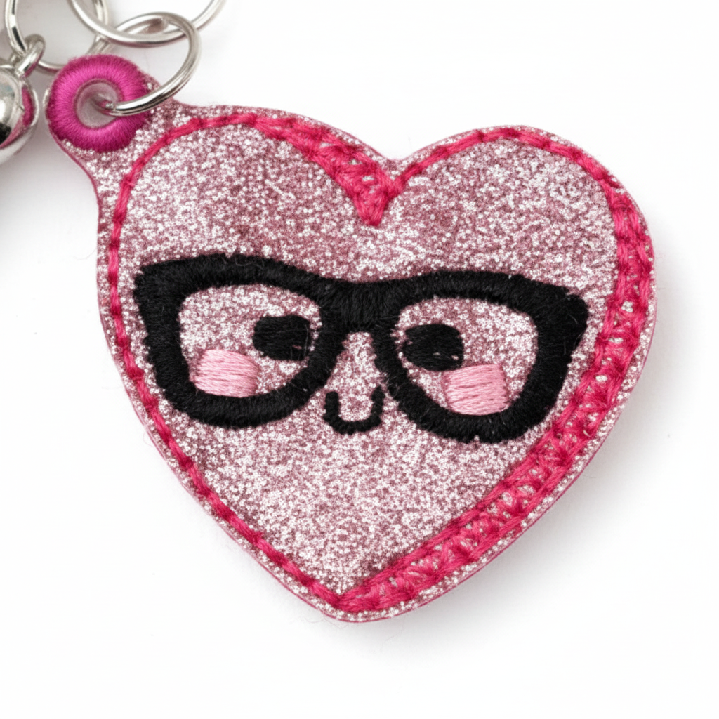 Nerdy Heart Keychain and Wristlet, handmade keychain wristlet - view 2