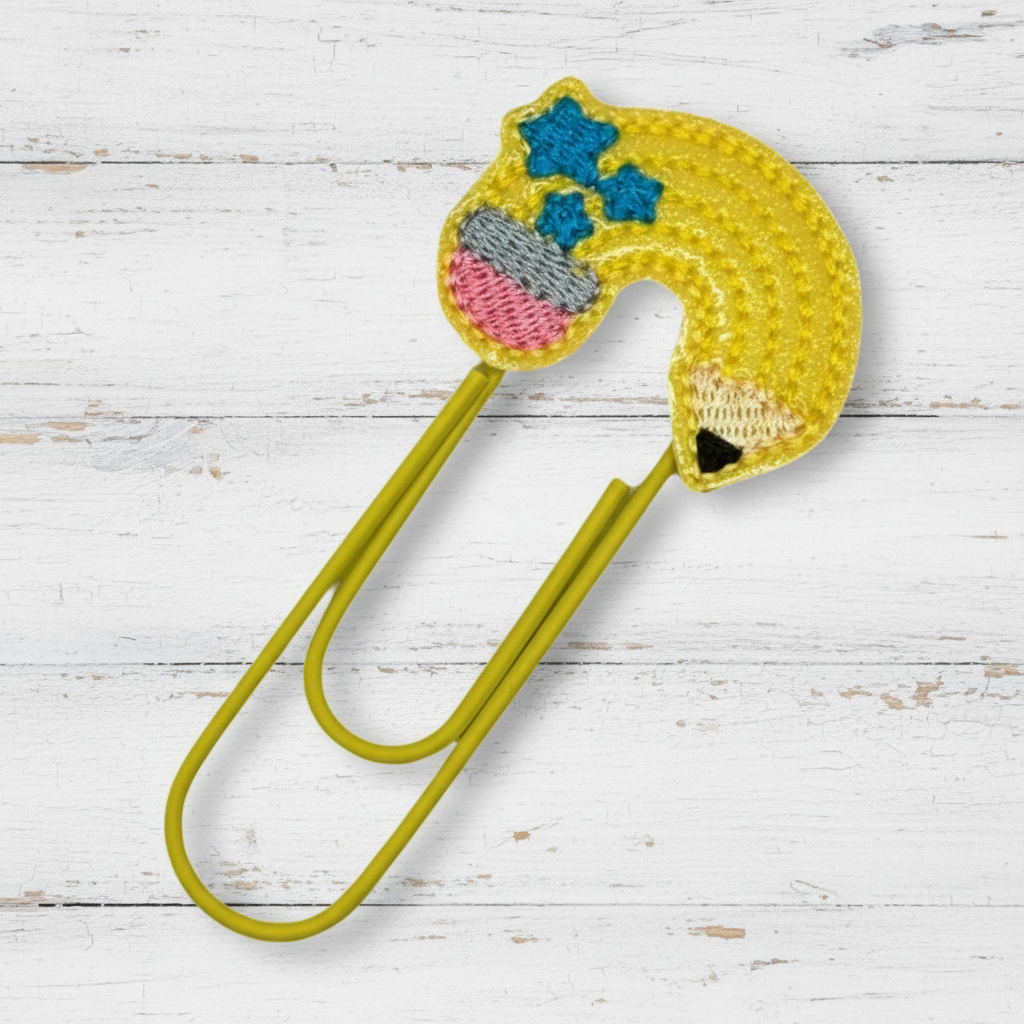 Pencil Rainbow oversized paperclip, handmade beaded pen - view 2