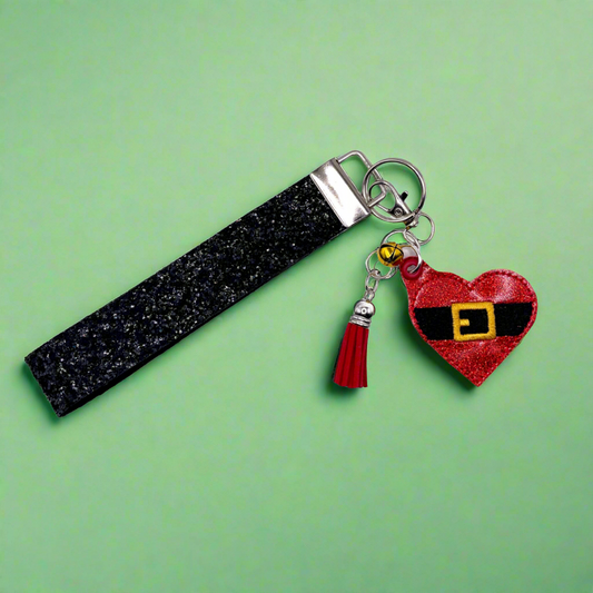 Santa Belt Heart Keychain and Wristlet