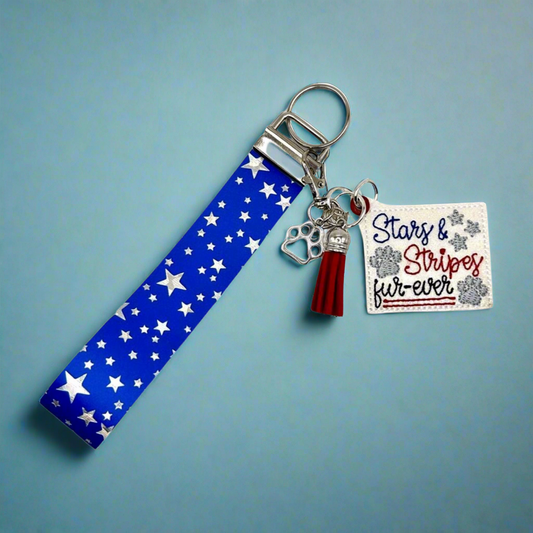 Star and Stripes Furever Keychain and Wristlet