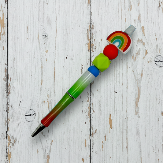 rainbow collored rainbow beaded pen