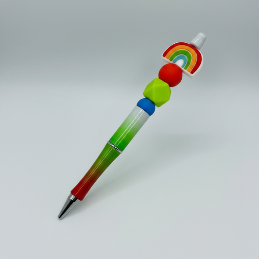 rainbow collored rainbow beaded pen