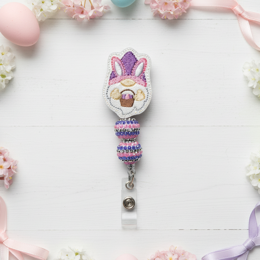 Gnome with Bunny Ears Badge Reel
