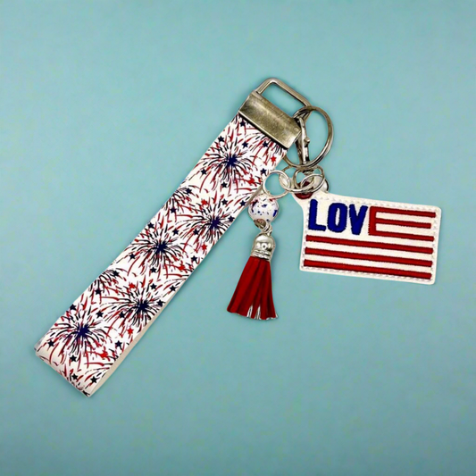 Love American Flag Keychain and Wristlet
