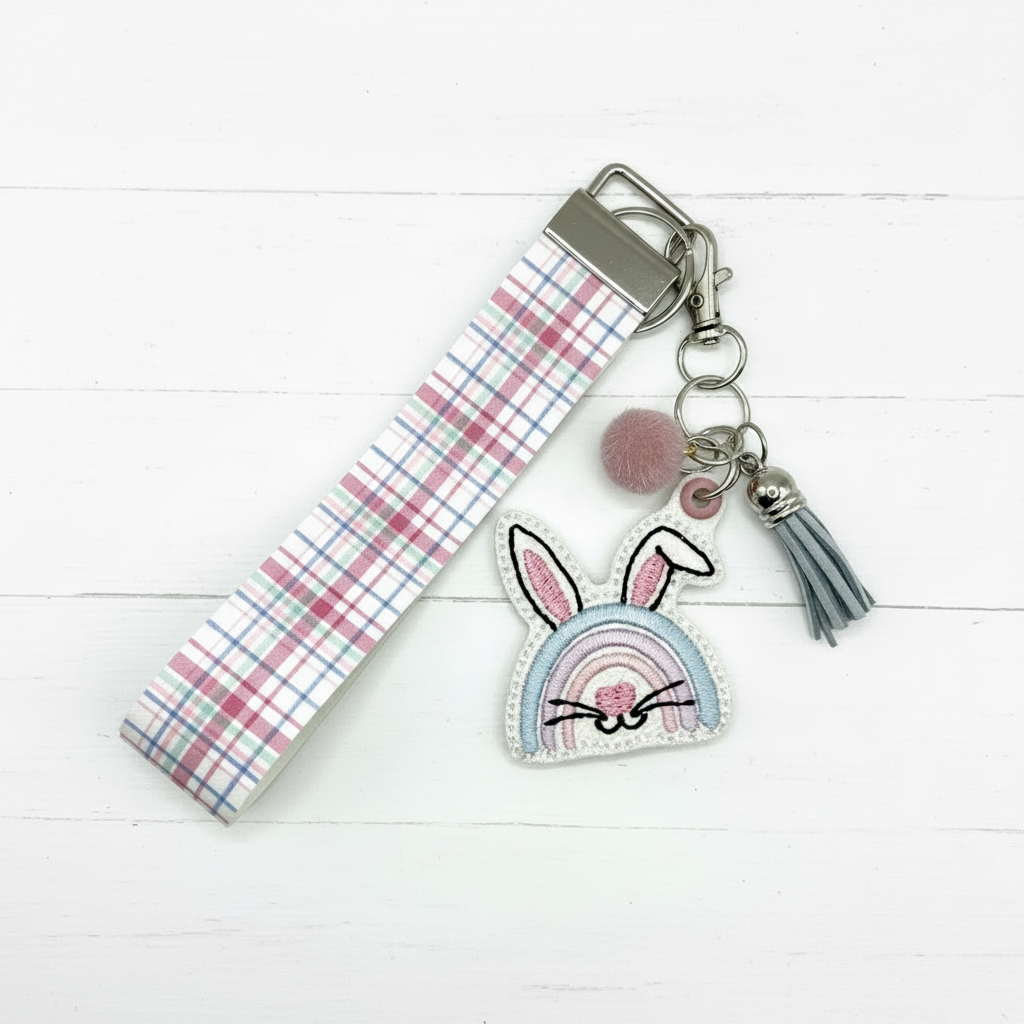 Rainbow Bunny Keychain and Wristlet