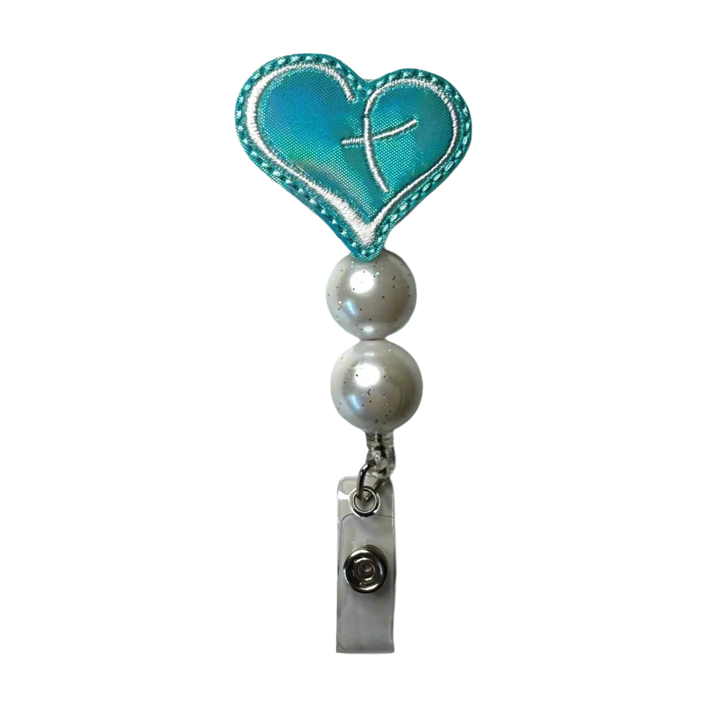 Heart with White Cross Badge Reel