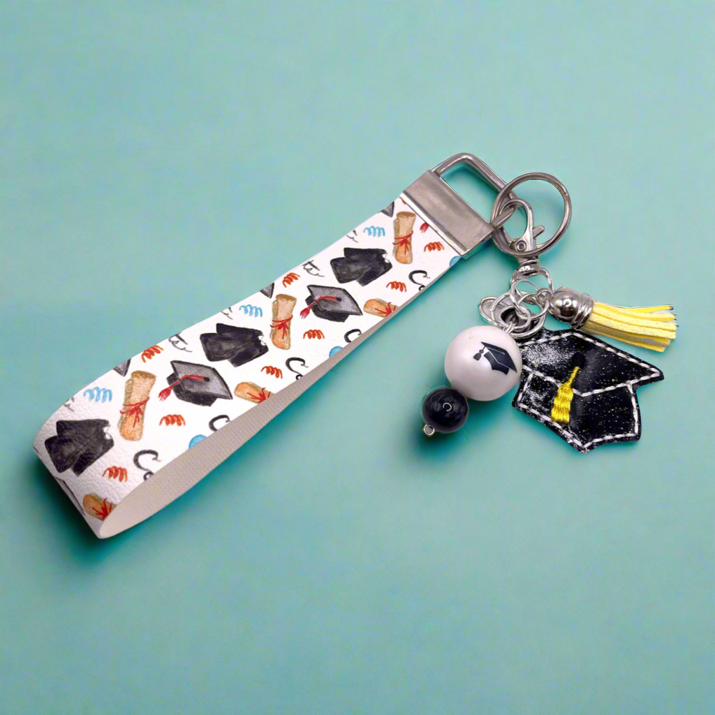 Graduation Keychain with Graduation Wristlet