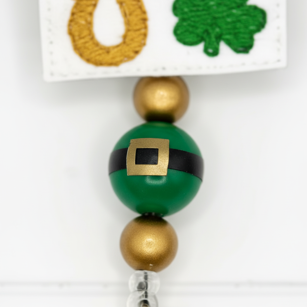 Leprechaun Square Badge Reel, handmade retractable ID badge reel - view 3