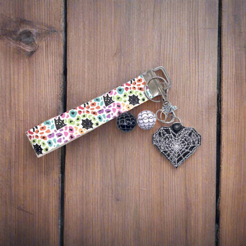 Spider Web Heart Keychain and Wristlet