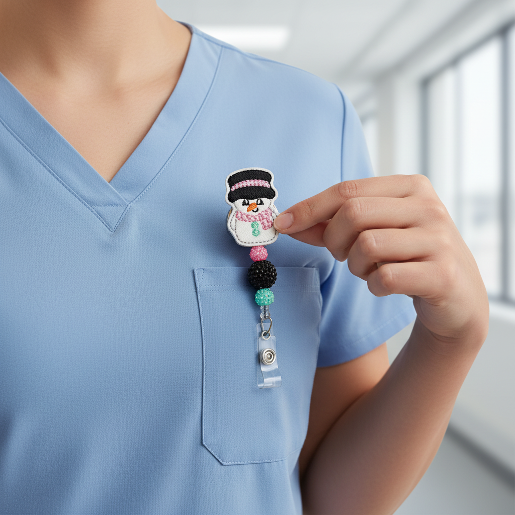 Pastel Top Hat Snowman Badge Reel