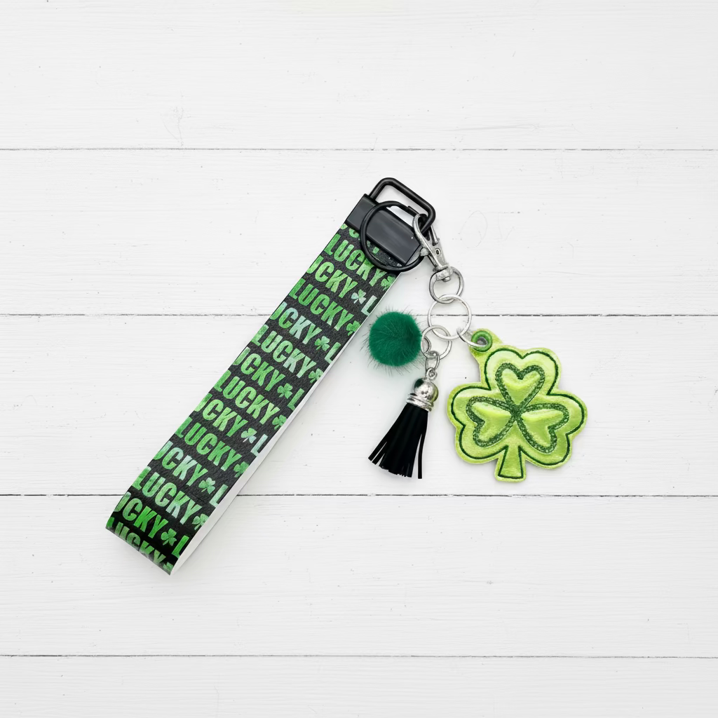 Lime Shamrock Keychain and Wristlet