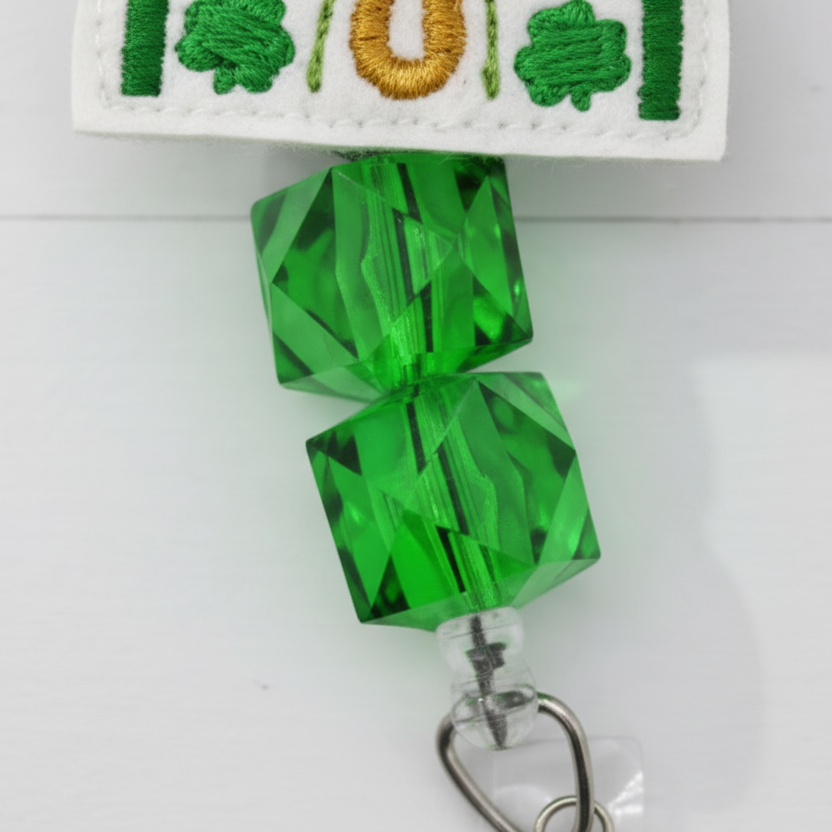 Shamrock Rainbow Badge Reel, handmade retractable ID badge reel - view 3
