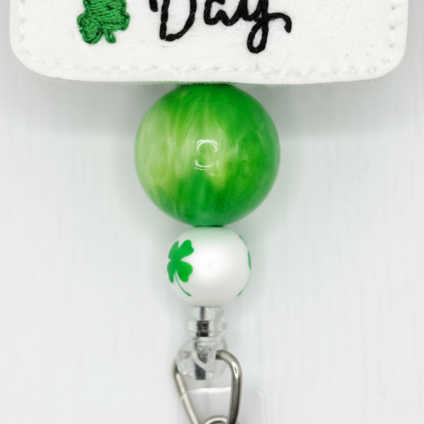 Happy St. Patrick’s Day Badge Reel, handmade retractable ID badge reel - view 3