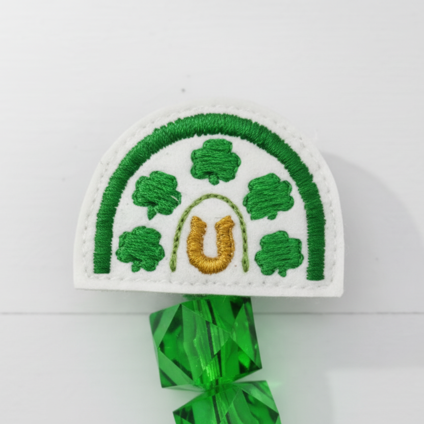 Shamrock Rainbow Badge Reel, handmade retractable ID badge reel - view 2