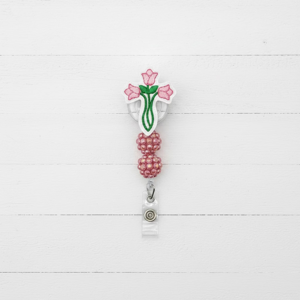 Tulip Cross Badge Reel