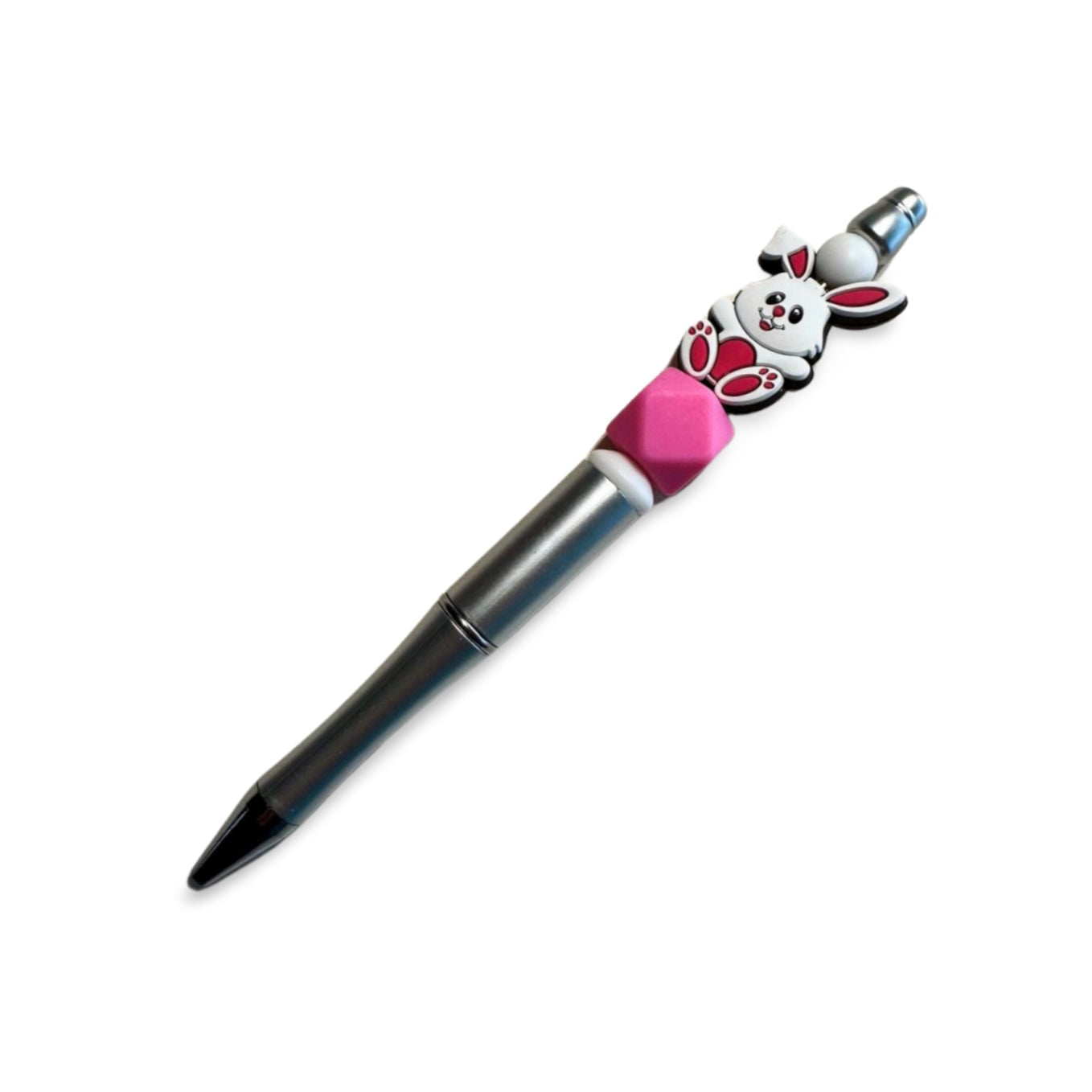 White Bunny Beaded Pen