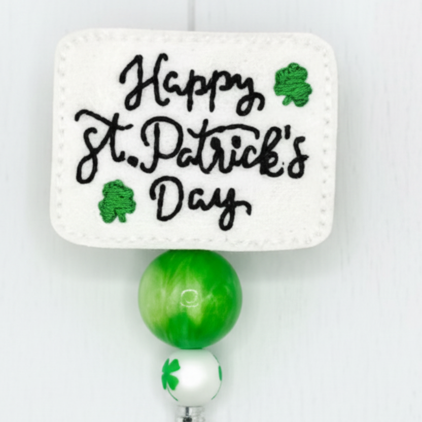 Happy St. Patrick’s Day Badge Reel, handmade retractable ID badge reel - view 2