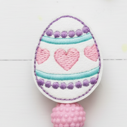Egg with Heart Design Badge Reel, handmade retractable ID badge reel - view 2