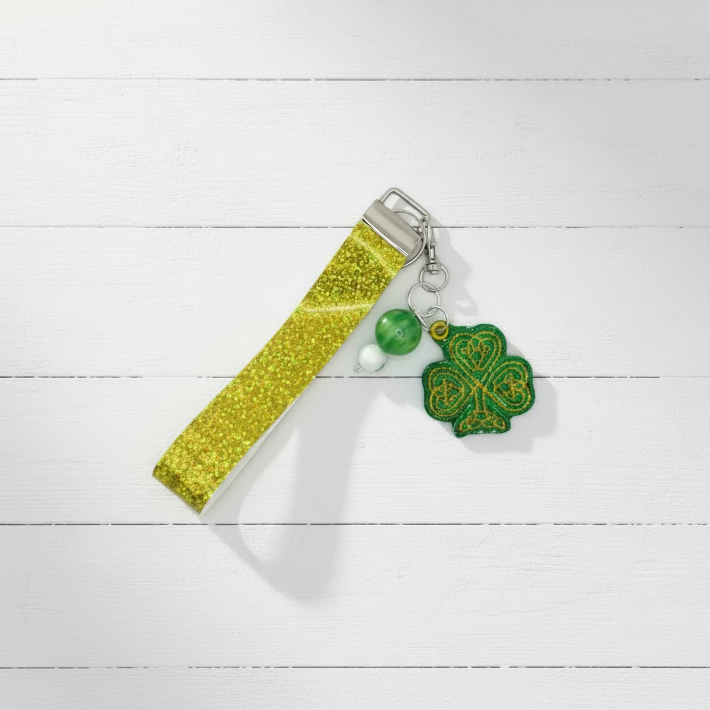 Gold Shamrock Keychain and Wristlet