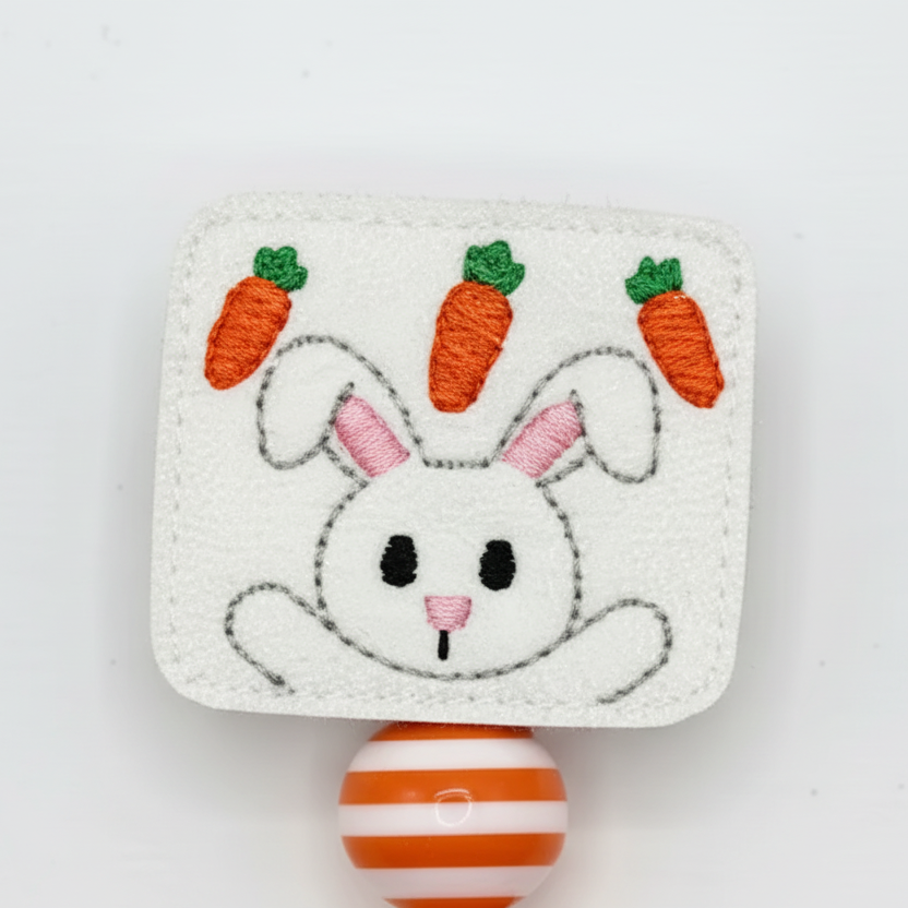 Bunny with Carrots Badge Reel, handmade retractable ID badge reel - view 2