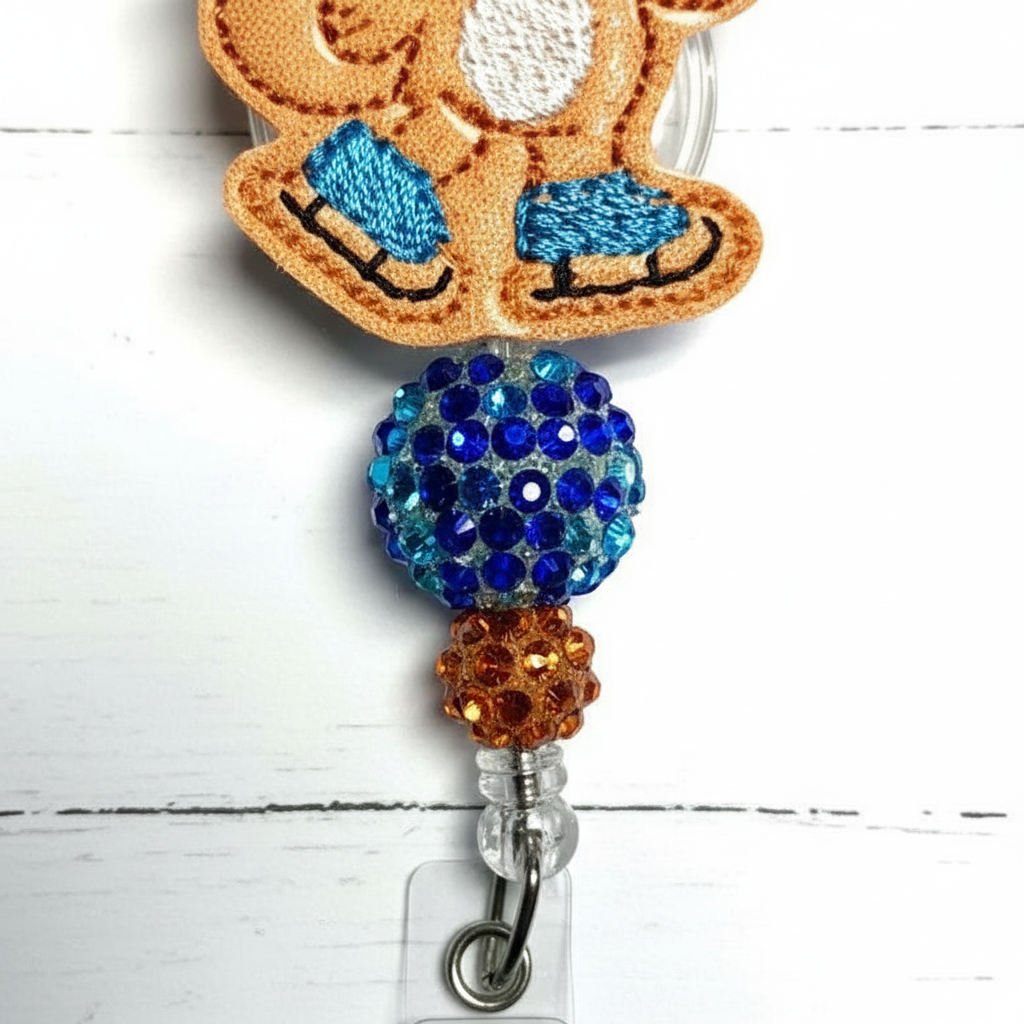 Skating Fox Badge Reel, handmade retractable ID badge reel - view 3