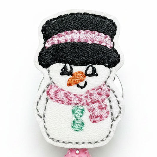 Pastel Top Hat Snowman Badge Reel