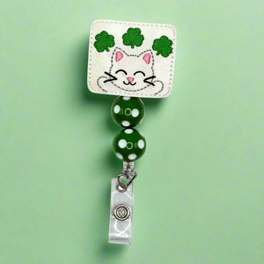 Cat with Shamrocks Badge Reel