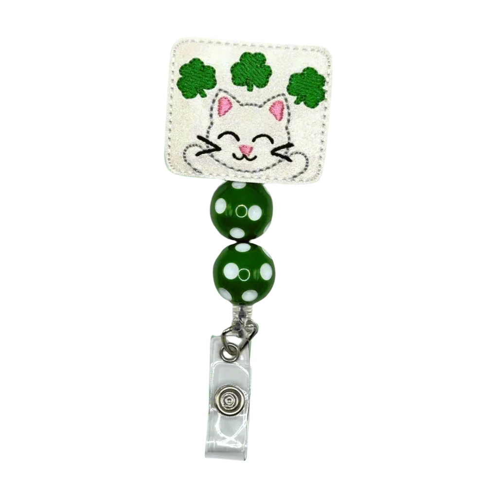 Cat with Shamrocks Badge Reel