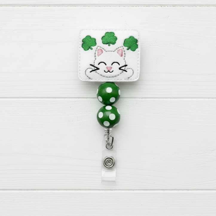 Cat with Shamrocks Badge Reel