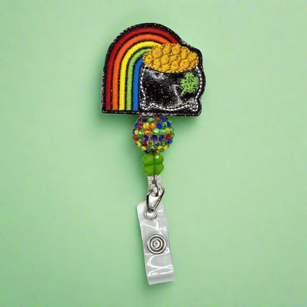 Pot of Gold Rainbow Badge Reel