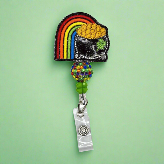 Pot of Gold Rainbow Badge Reel