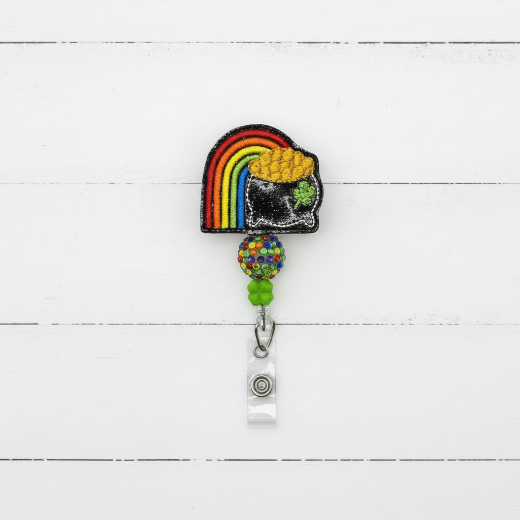 Pot of Gold Rainbow Badge Reel