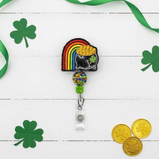 Pot of Gold Rainbow Badge Reel