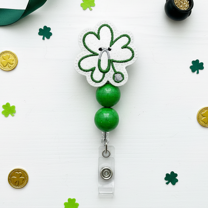 Shamrock Stethoscope Badge Reel
